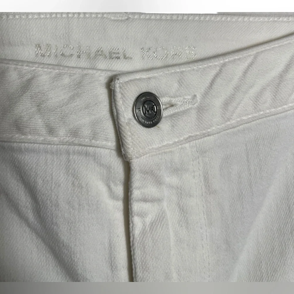 Michael Kors‎ jeans size 14 white stretch cropped frayed ankle jeans 💙💙